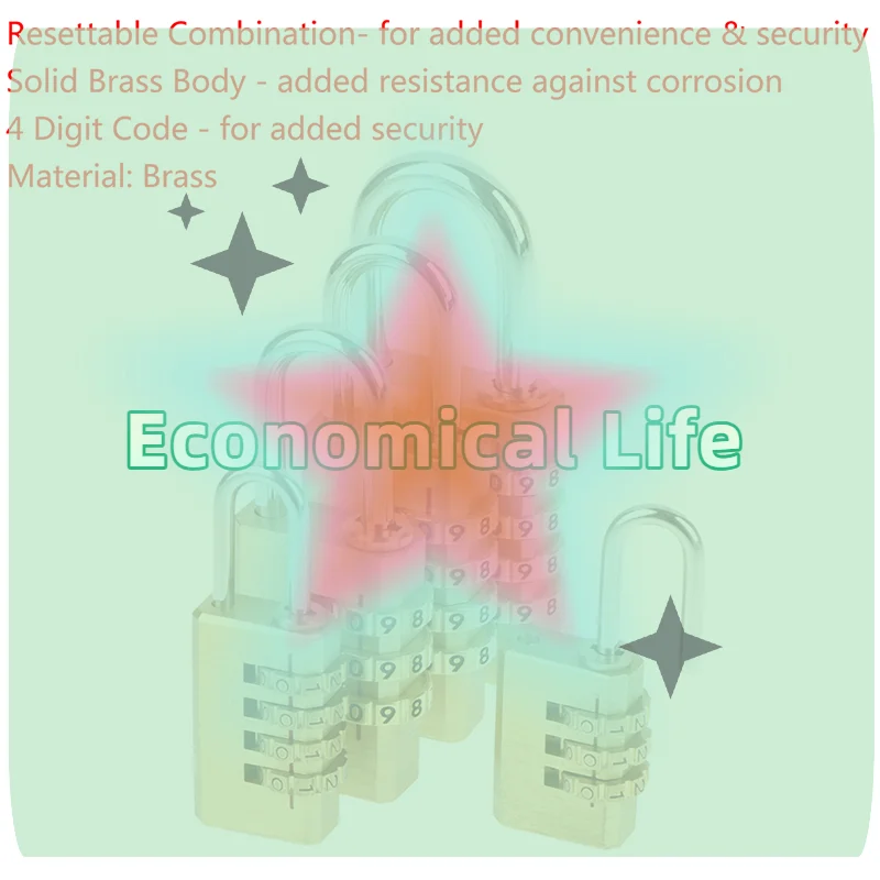 [MOA]Brass Mini 3/4 Digits Number Code Lock Combination Padlock Pad Lock Resettable For Travelling Bag Door Cabinet[MOA]