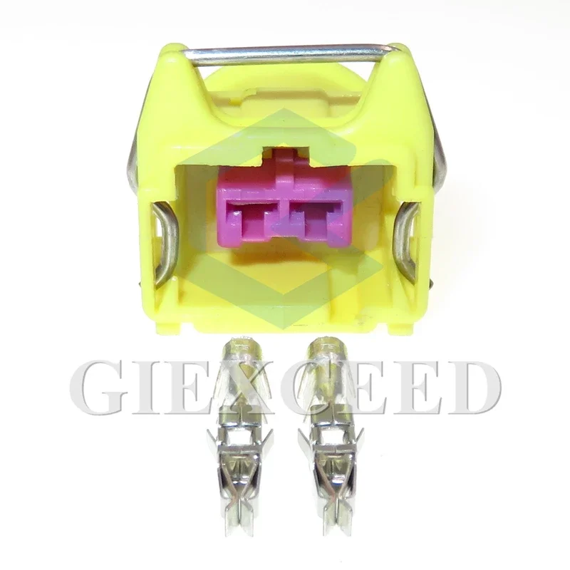 

2 Sets 2 Pin 144473-4 Auto Power Unsealed Connector 3.5 Series Automobile Wiring Harness AC Assembly Plastic Yellow Socket