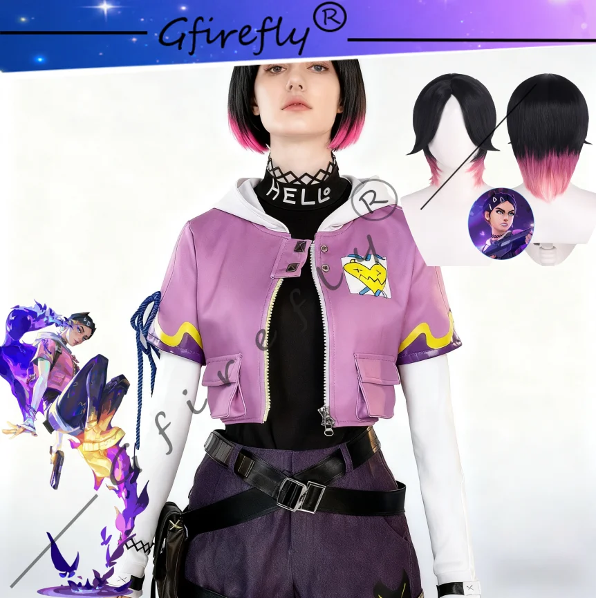 

Game Valorant Clove Game Character Cosplay Costumes Game Clothes Wigs Complete Set of Halloween Costumes for Comic Conventions