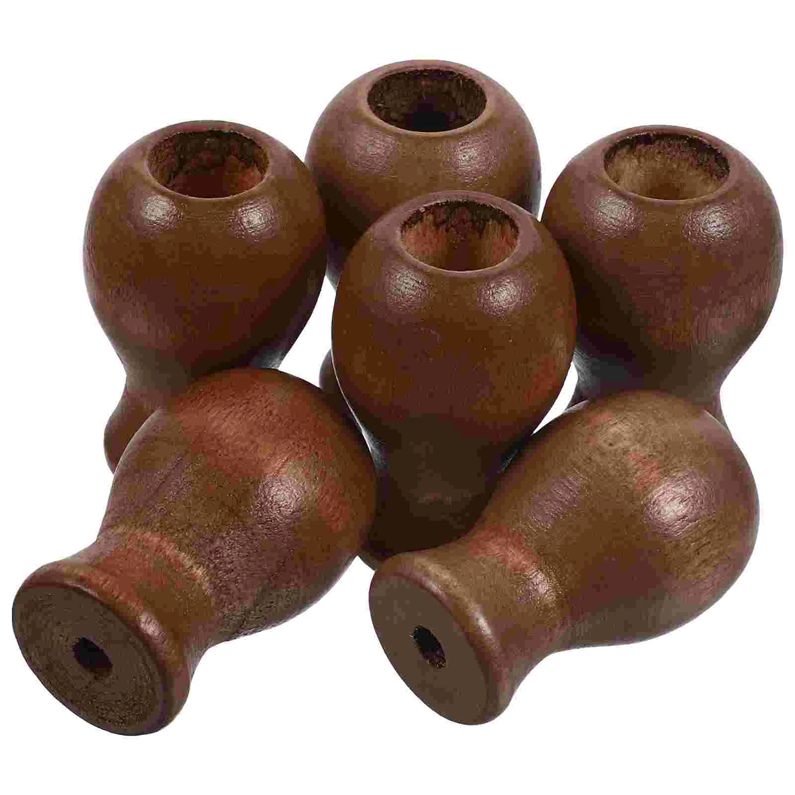 

6 Pcs Blinds Curtain Venetian Accessories Wooden Pendants 6pcs (Brown) Cord Pulls Ends Knob Hanging For Tassels Knobs