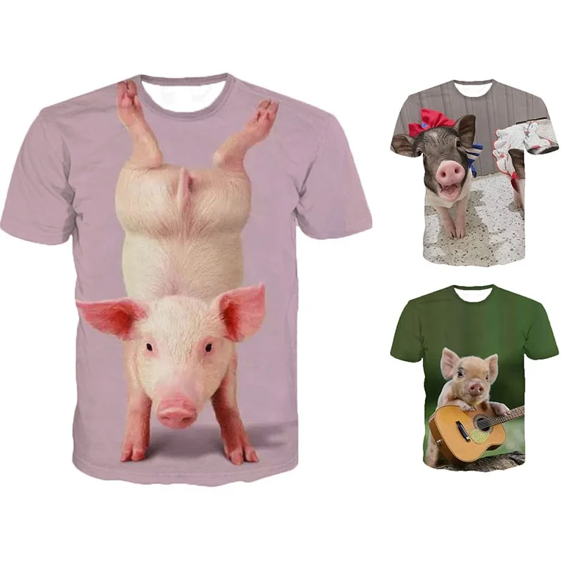 New Men's Ladies Kids Casual T-shirts Cute Animals Funny Pet Pig Print Fashion Street Style Breathable Light Summer Tops