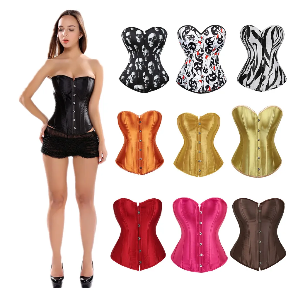 Sexy Vintage Elegant Simple Satin Bustier Corset Women Body Shaper Overbust Corselet Clubwear Wedding Lingerie