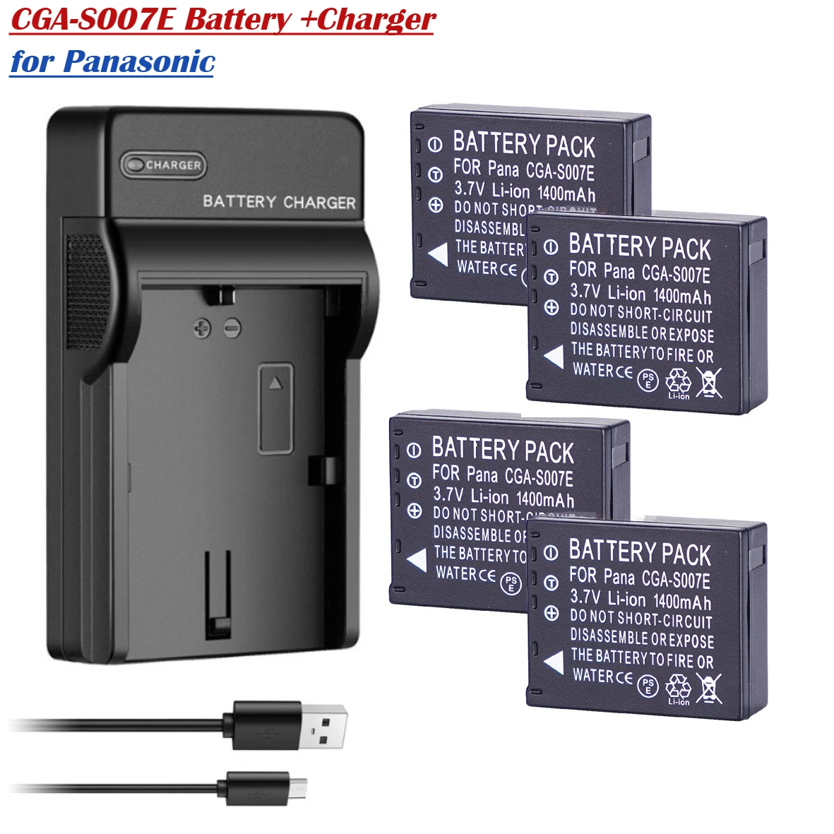 Cargador de batería CGA-S007E CGA S007 S007E S007A DMW-BCD10 para baterías Panasonic DMC TZ1 TZ2 TZ3 TZ4 TZ5 TZ50 TZ15 GK