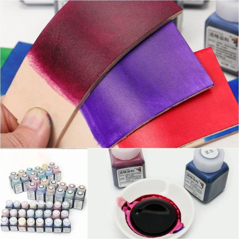 DIY Leather Dye Paint 100ml 16 Shades Dilutable Alcohol Dye for Vegetable Tanning Leather Repair Refurbishment