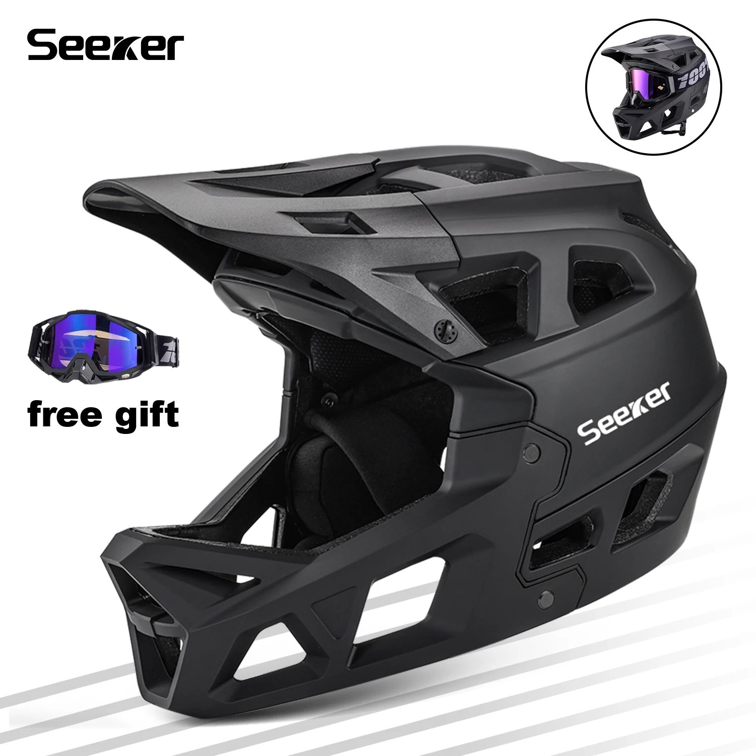 

Seeker mountain bike off-road full-face helmet off-road riding DH downhill helmet lightweight breathable bicycle riding helmet