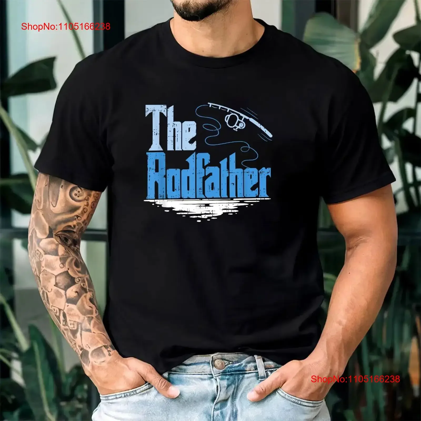 The Rodfather Funny Fishing T Shirt For Parody Angler vintage Washed graphic fashion Top For Everyday Wear homme Casual