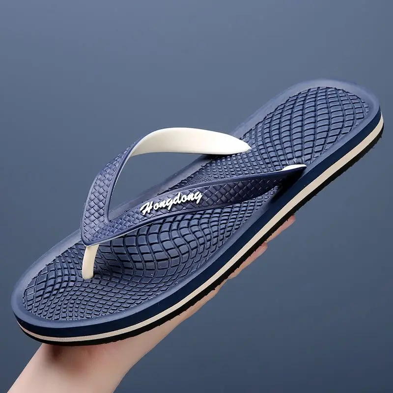 House Outdoor Flat Men\'s Shoe Indoor Walk Around Home Shiatsu Slides Flip Flops Male Slipper 2024 Fashion Comfortable Fun Pvc