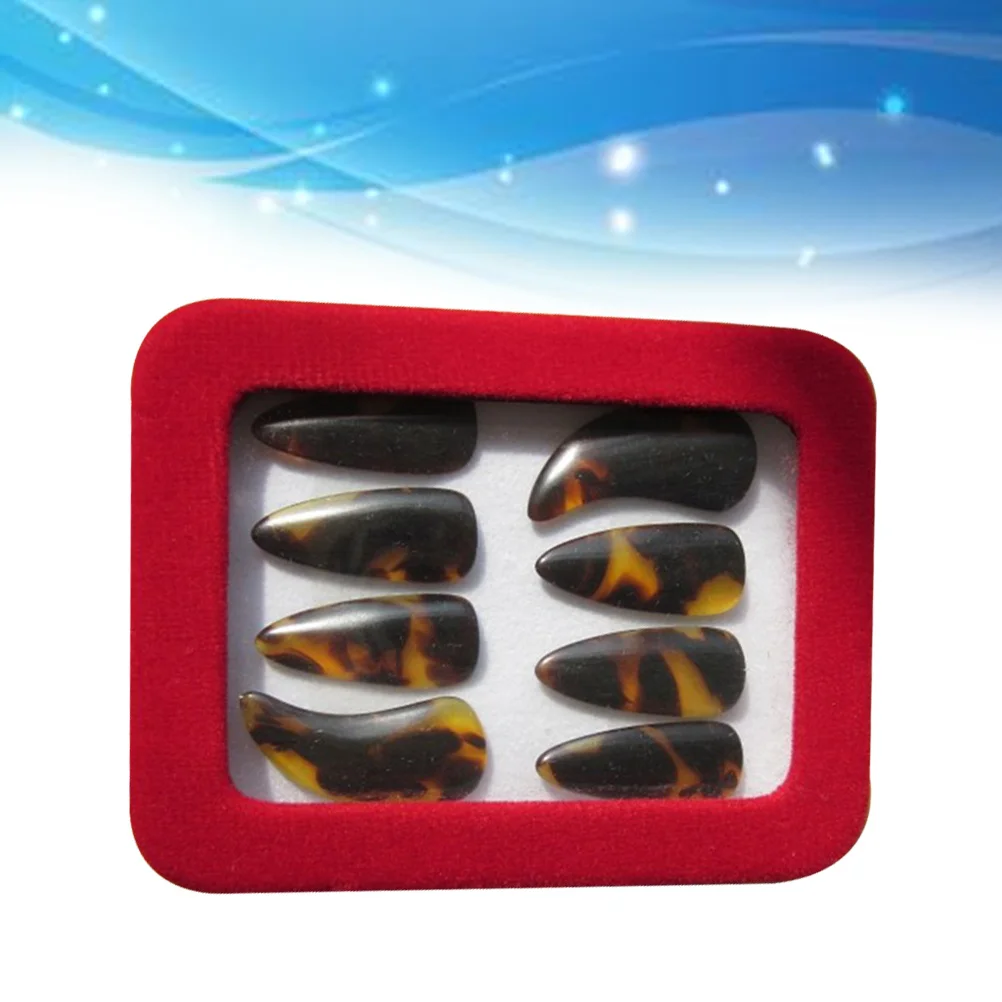 8 قطعة Guzheng إصبع يختار القرن الطبيعي حافة ناعمة غير سامة مسمار يغطي ل Zither المبتدئين اكسسوارات L حجم أجزاء الأداة #3