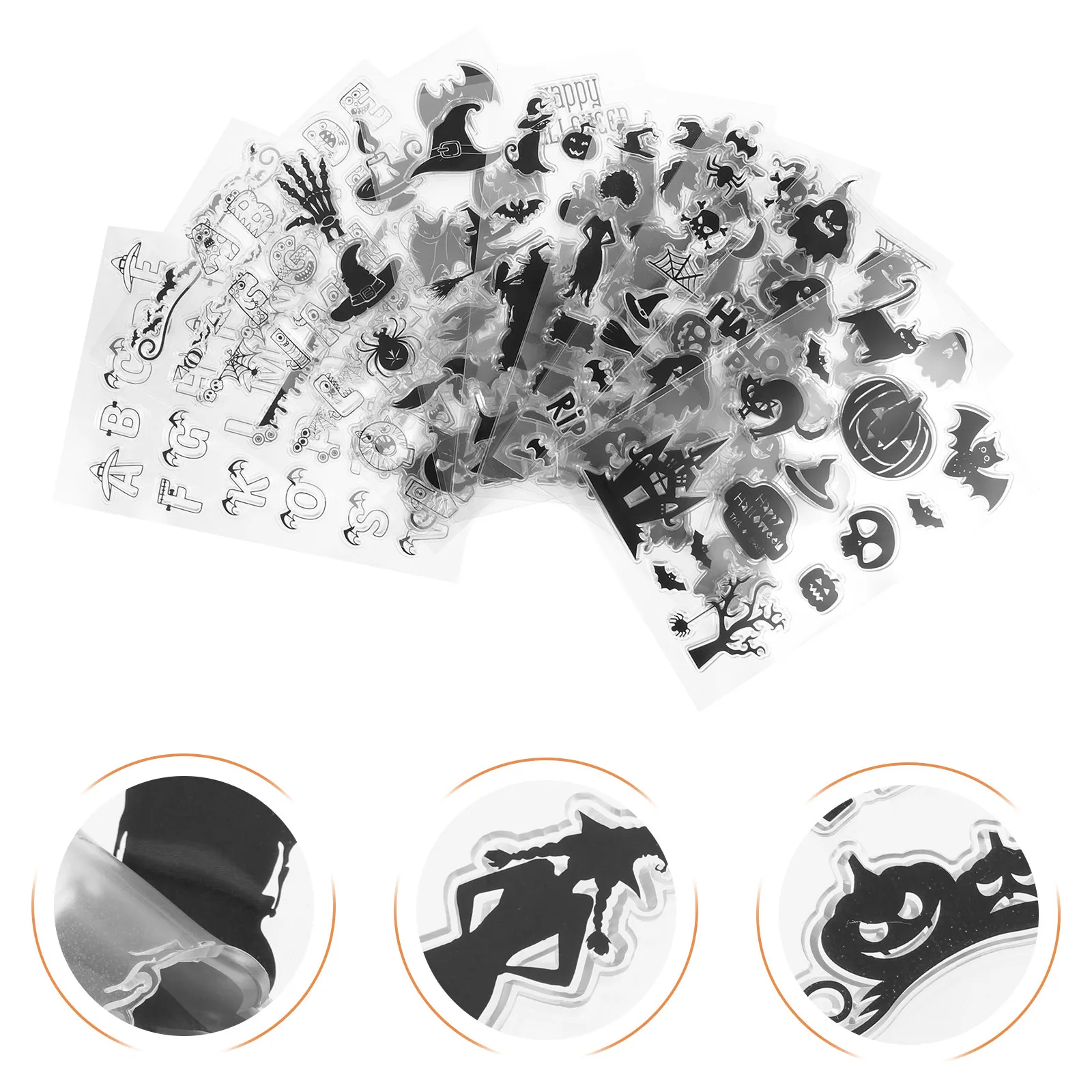 

Набор из 10 декоративных прозрачных силиконовых штампов для Хэллоуина, для поделок, скрапбукинга, открыток, хранения и домашнего использования