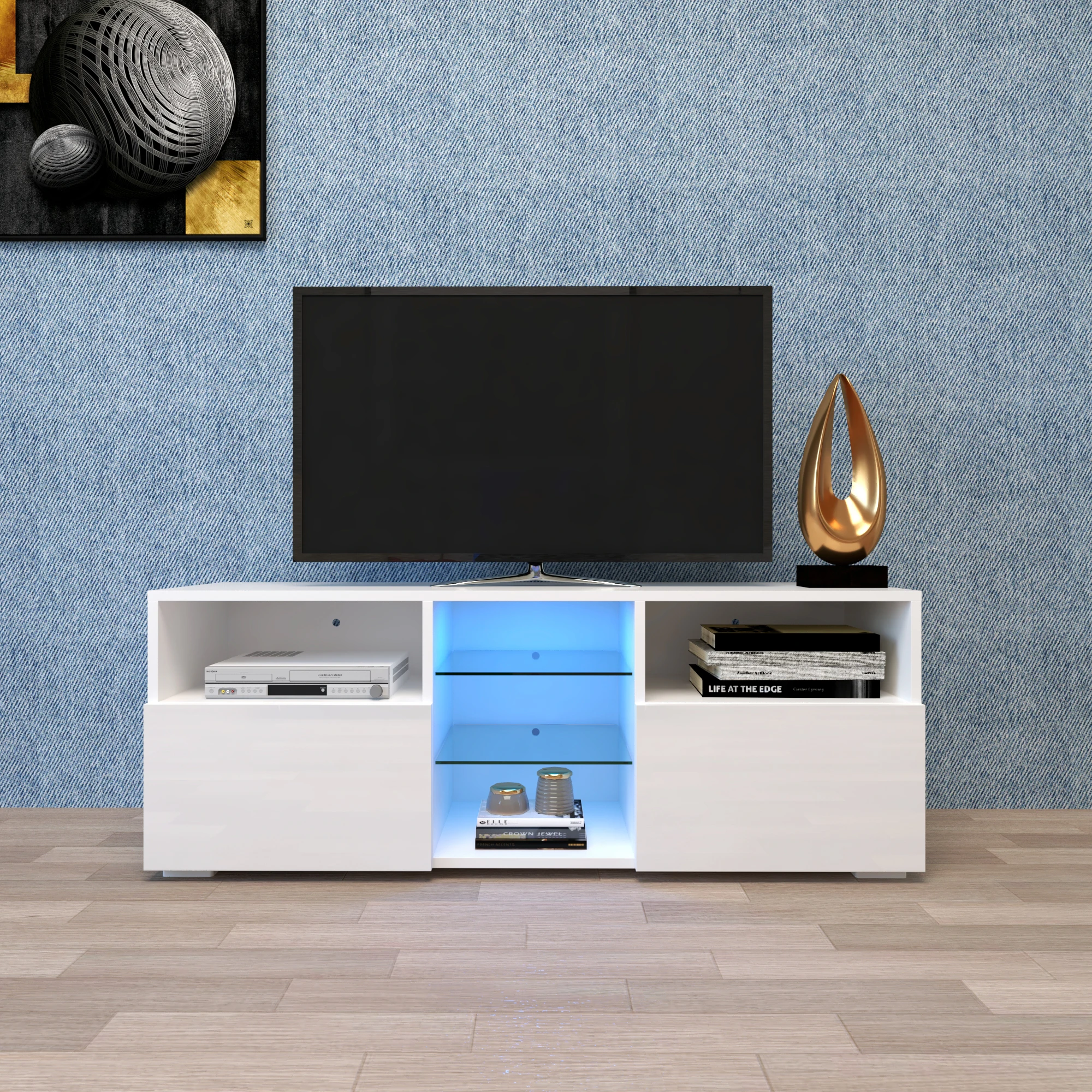 TV Stand with LED lights Entertainment Center storage for 65 inch TV Modern Television Stands for Living Room