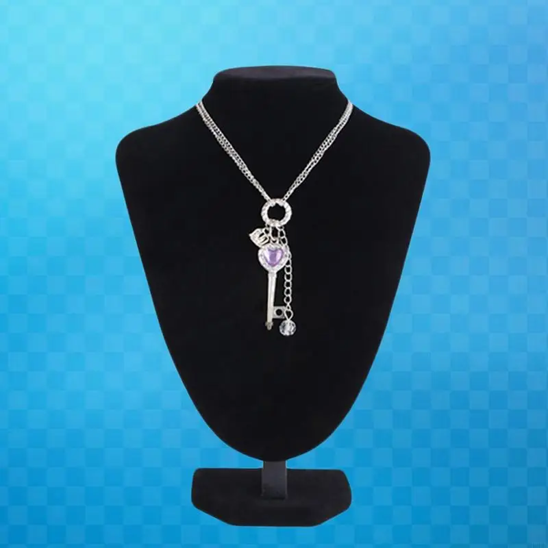 

P9FE Velvet Fabric Necklace Jewelry Display Model Bust Stand Necklace Mannequin Bust Jewelry Organizer Displays Rack