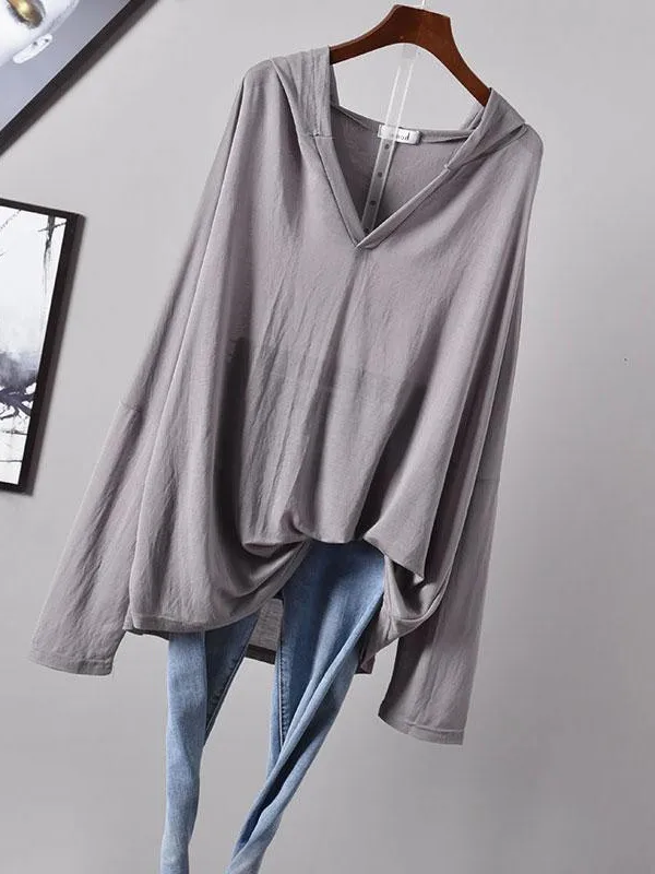 

plus Size Loose Fit Long Sve T-irt Thin Sle Casual Faionable Color Mid-Length Trendy for Heavy Women MM