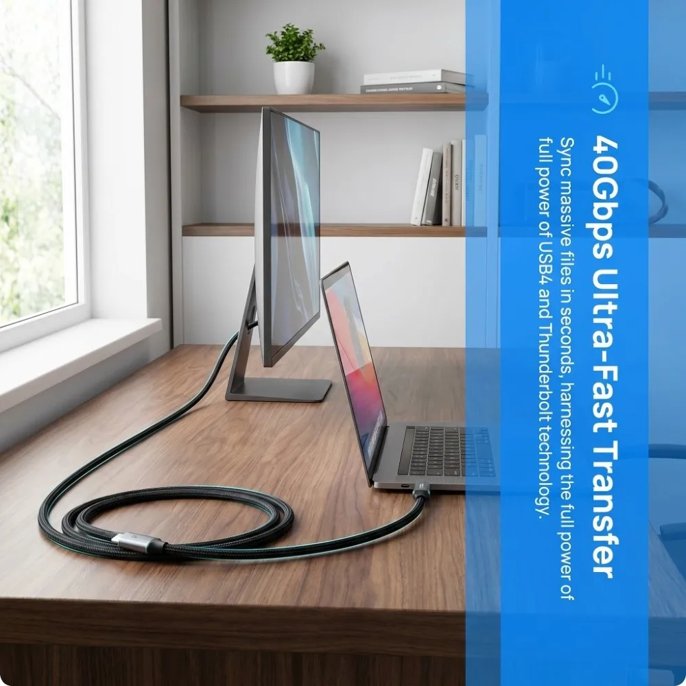 PD 240W Dual Type-C Charging Cable 40Gbps 8K@60HZ USB4 Data Cord Thunder-bolt 4 Quick Charge USB-C Male to Male Line