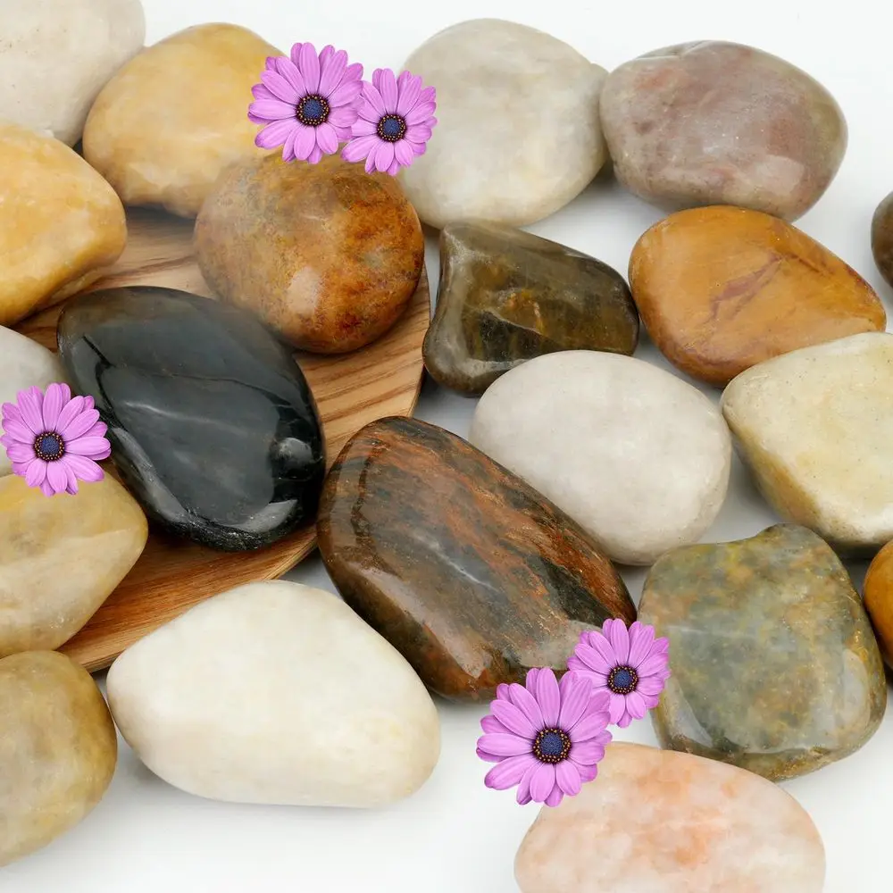 

Камни речные 6 фунтов для растений в помещении, смешанные гальки 23 дюйма для наполнения ваз, декоративный гравий для аквариумов, натуральные полированные камни