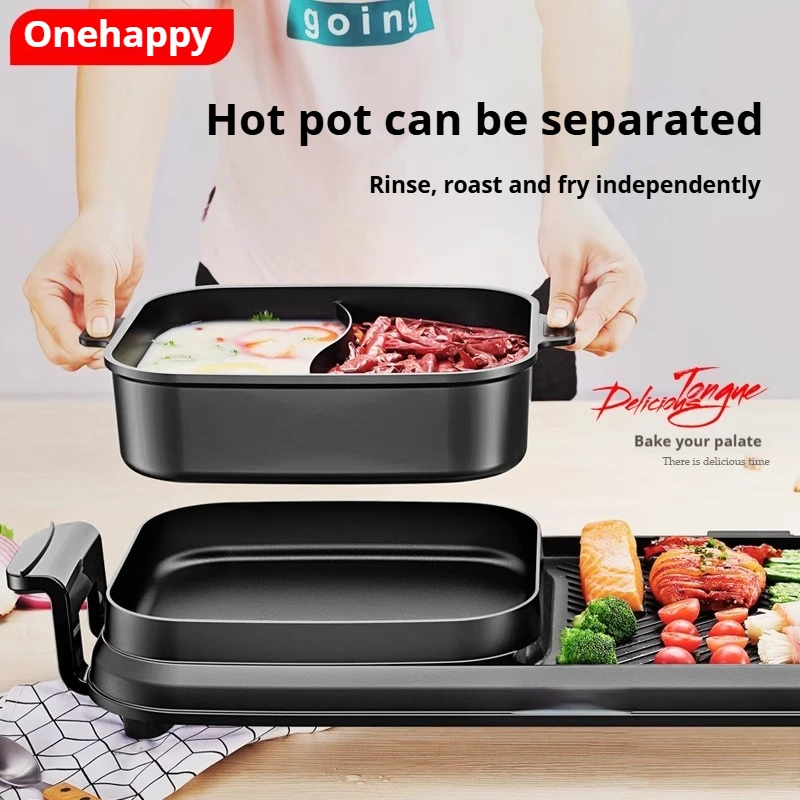 Multifunction Electric Grill Pan 2200W, Hot Pot & BBQ Plate with Adjustable Temp 50-240°C, 220V 50Hz for Indoor Outdoor