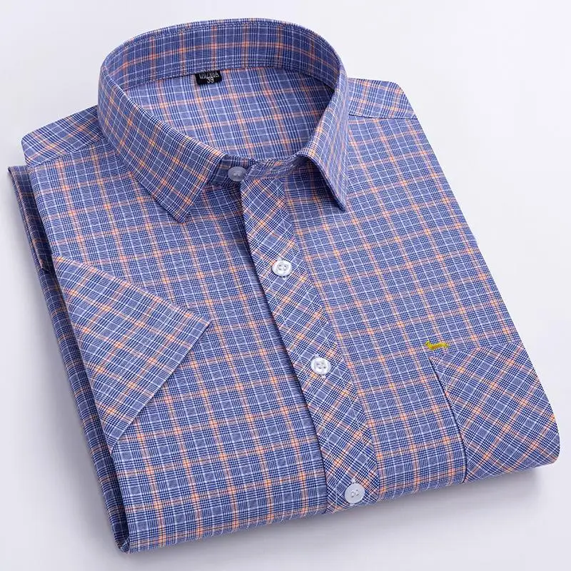 New Spring Men Casual Business Blouse 100%Cotton Slim Fit Embroidery Long Sleeve Harmont Blouses Plaid Blaine Shirts