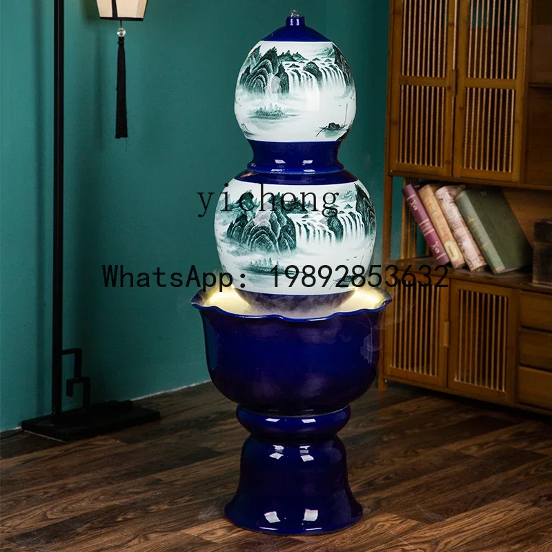 ceramic gourd flowing water fountain ornament indoor living room home decoration floor opening