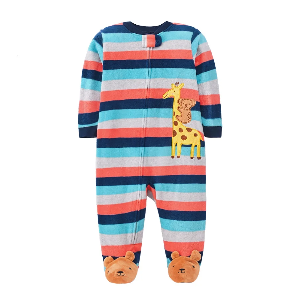 Newborn Infant Baby Rompers Winter Spring Fleece Warm Animal Baby Boys Girl Sleepsuit Animal Overall Babe Jumpsuits 0-12 Months