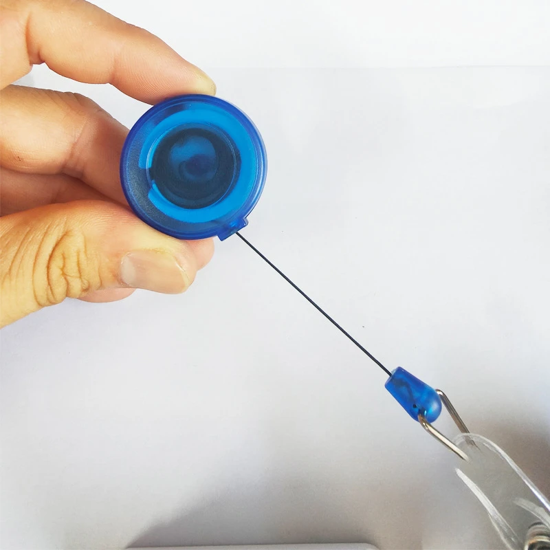 1pc Solid Colored Frosted Retractable Easy-to-pull Buckle ID Key Name Card Holder Badge Reel Key Ring Chain Clips for Students