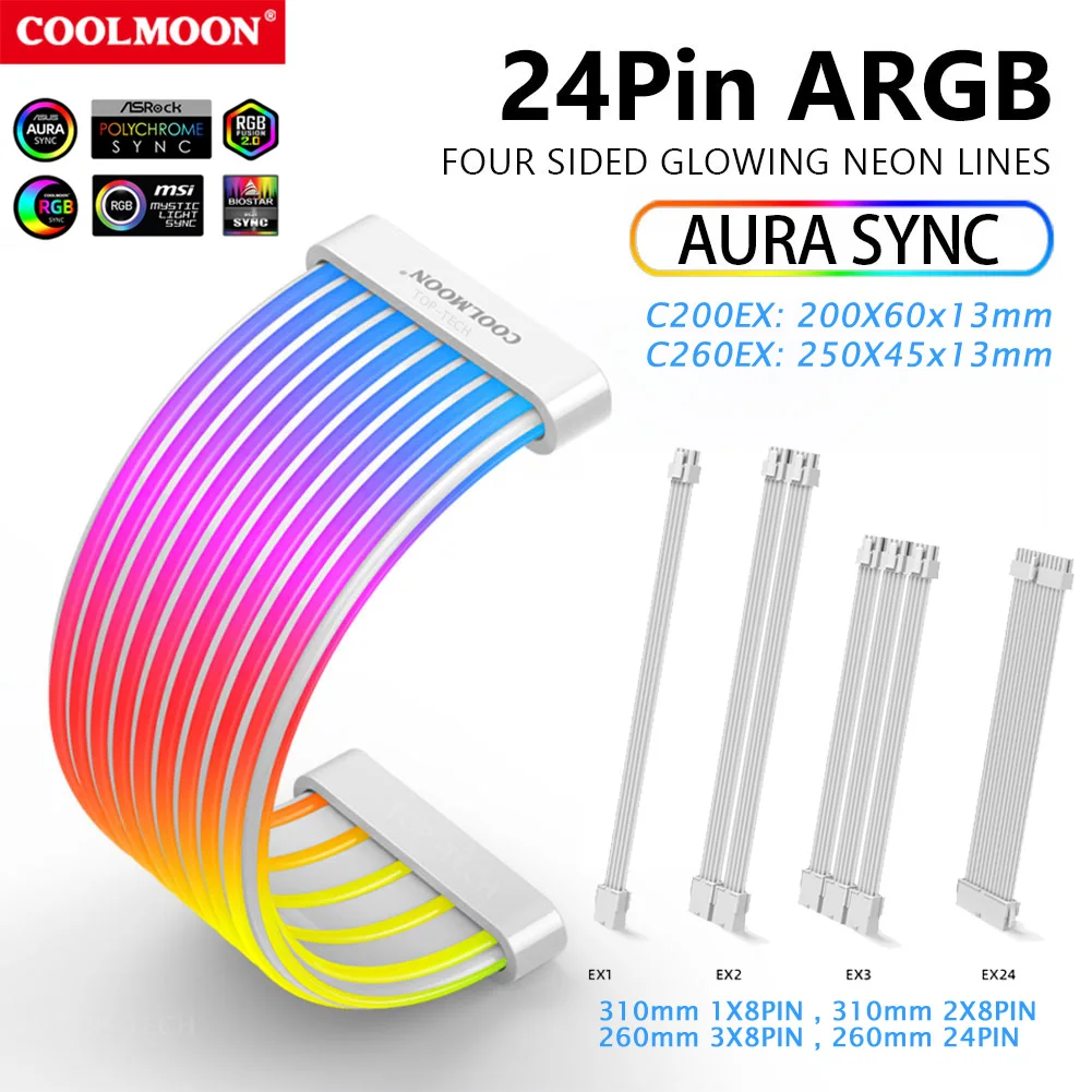 

5V ARGB Sync PC Cables PSU RGB Cable Extensions 24PIN 8PIN GPU Power Supply Cord for Motherboard Connector Water Cooling DIY Kit