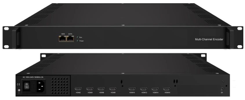 NDS3228M-N 2/4/8/16/24 channel HD-MI input support H264+H265 encoder DUP/RTP/RTSP/RTMP/HLS/M3U8/SRT/etc IP to Analog Modulator