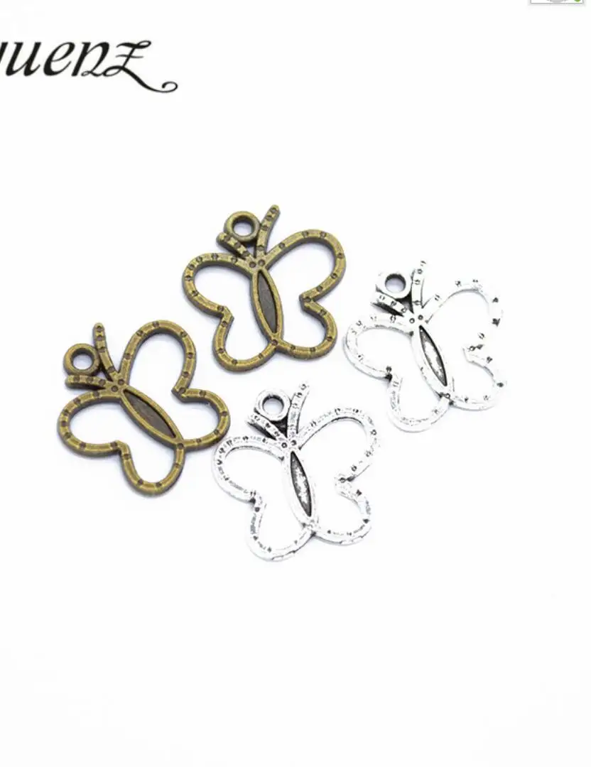 100pcs Charms Lovely Butterfly 19*19mm Antique Silver Color Pendants Making DIY Handmade Tibetan Finding Jewelry F0570