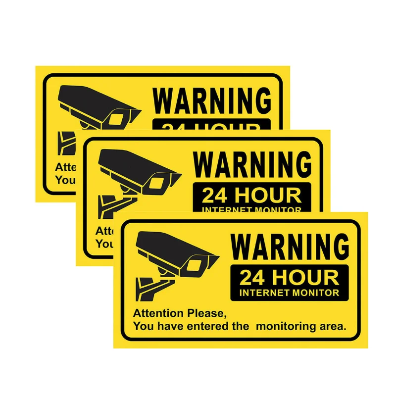 Warning Sticker Waterproof Sunscreen CCTV Video Camera Surveillance Security Stickers Decals Warning Alarm Signs 10X11CM