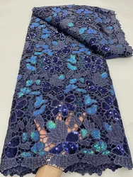 NDPG77 Blue!Pretty African water soluble lace with sequins,good quality embroidered guipure cord lace for party/wedding dress