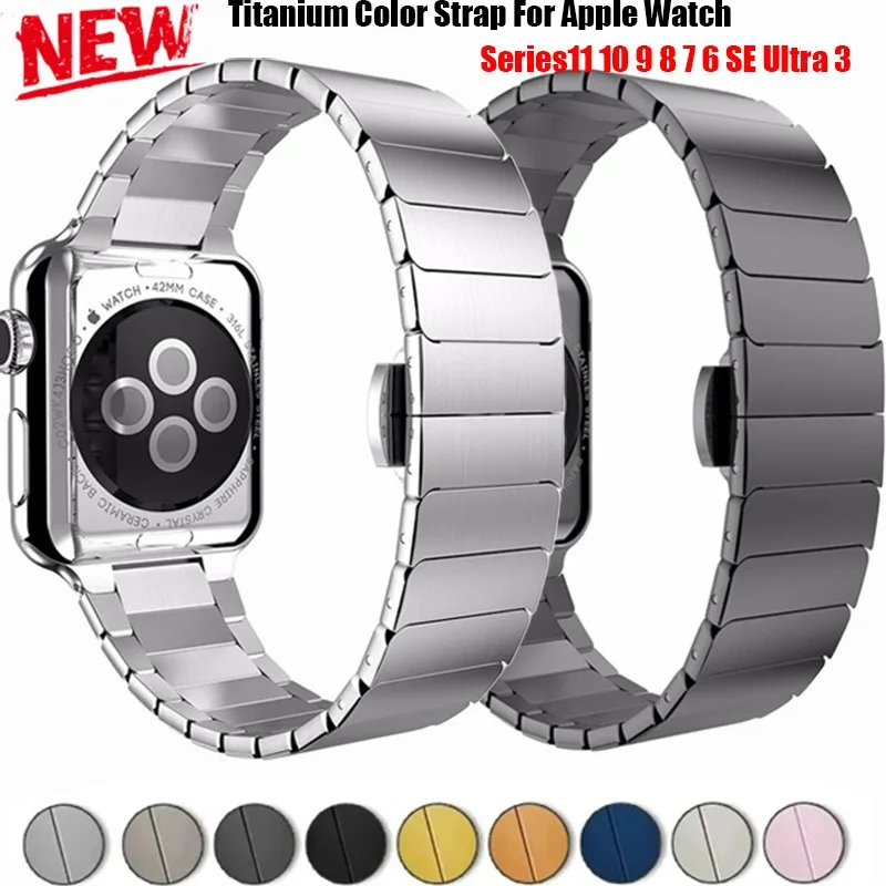 Titanium Color Strap For Apple Watch Band Ultra 3 49mm 46 42MM 41 45 40 44mm Stainless Steel Bracelet iWatch11 10 9 8 7 6 SE3 5