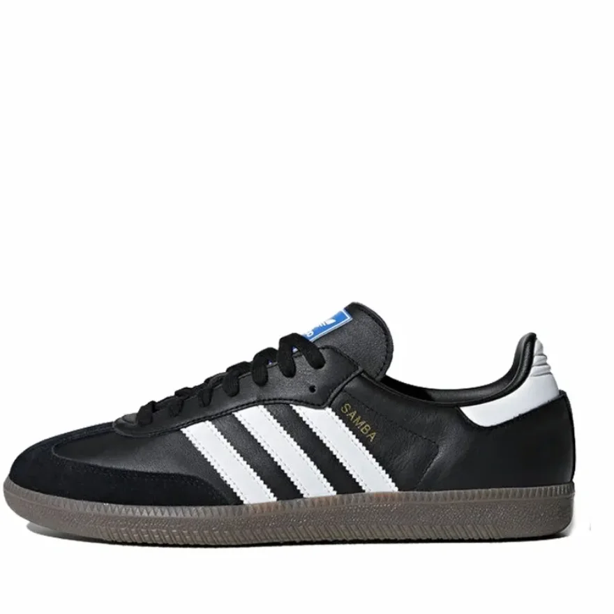 حذاء رياضي عصري من adidas Originals SAMBA OG غير قابل للانزلاق ومتعدد الاستخدامات ومنخفض الارتفاع للجنسين باللونين الأبيض والأسود