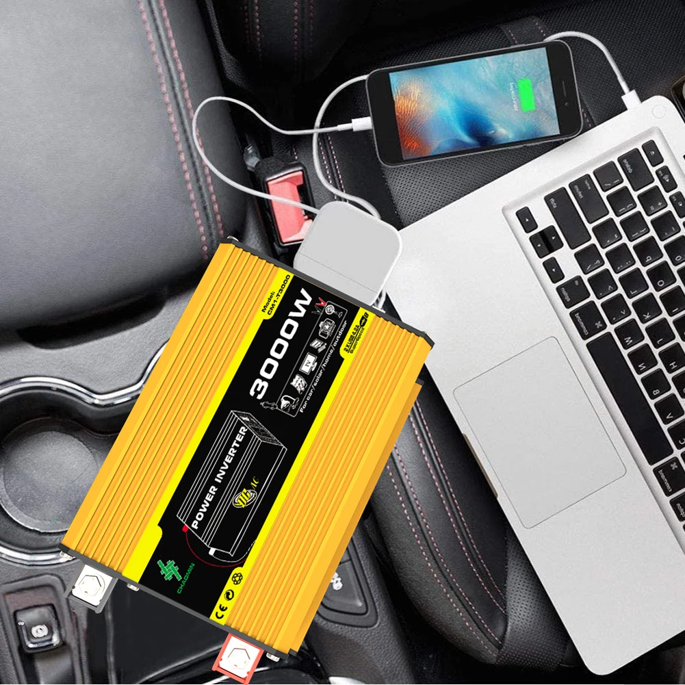 DC 12V To AC 110/220V Car Inverter Dual USB Intelligent Power Inverter Built-in Fuse Car Voltage Transformer for RV Caravan