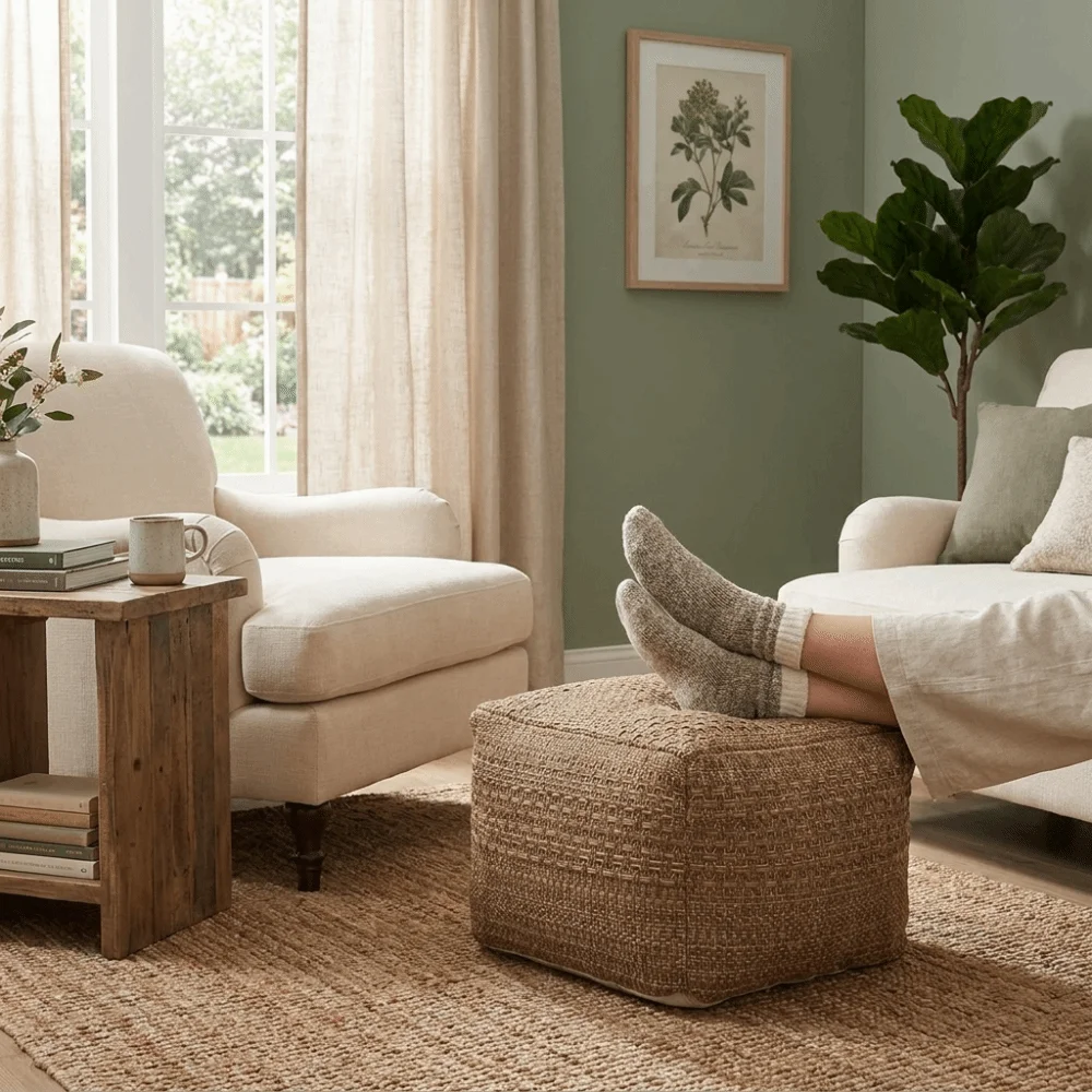 Thick Footstool Cover Color-Woven Jacquard Handmade Seat Cushion Cover Unstuffed Large Capacity Clothes Storage Bag Living Room