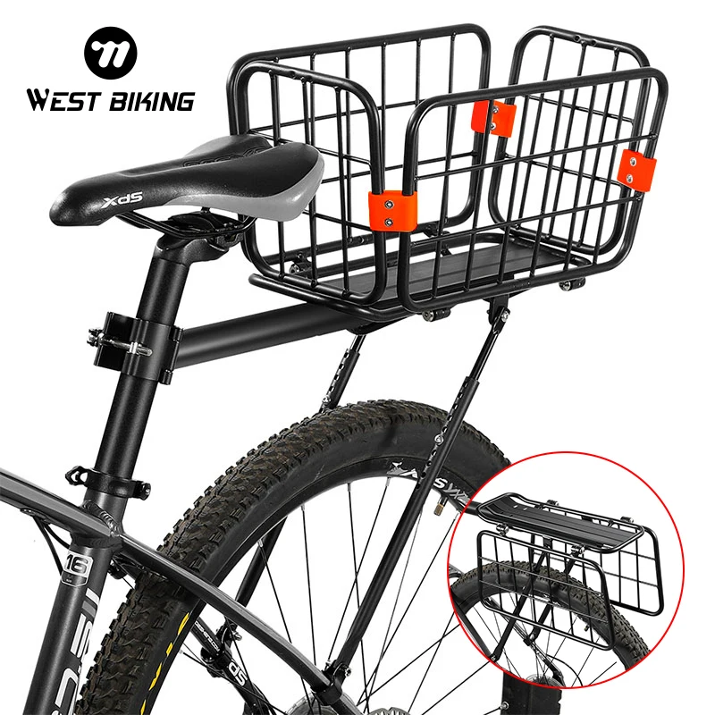 WEST BIKING Detachable Bicycle Luggage Carrier 50KG Load-bearing Aluminum Alloy Shelf Cycling Rear Cargo Rack MTB Bike Basket