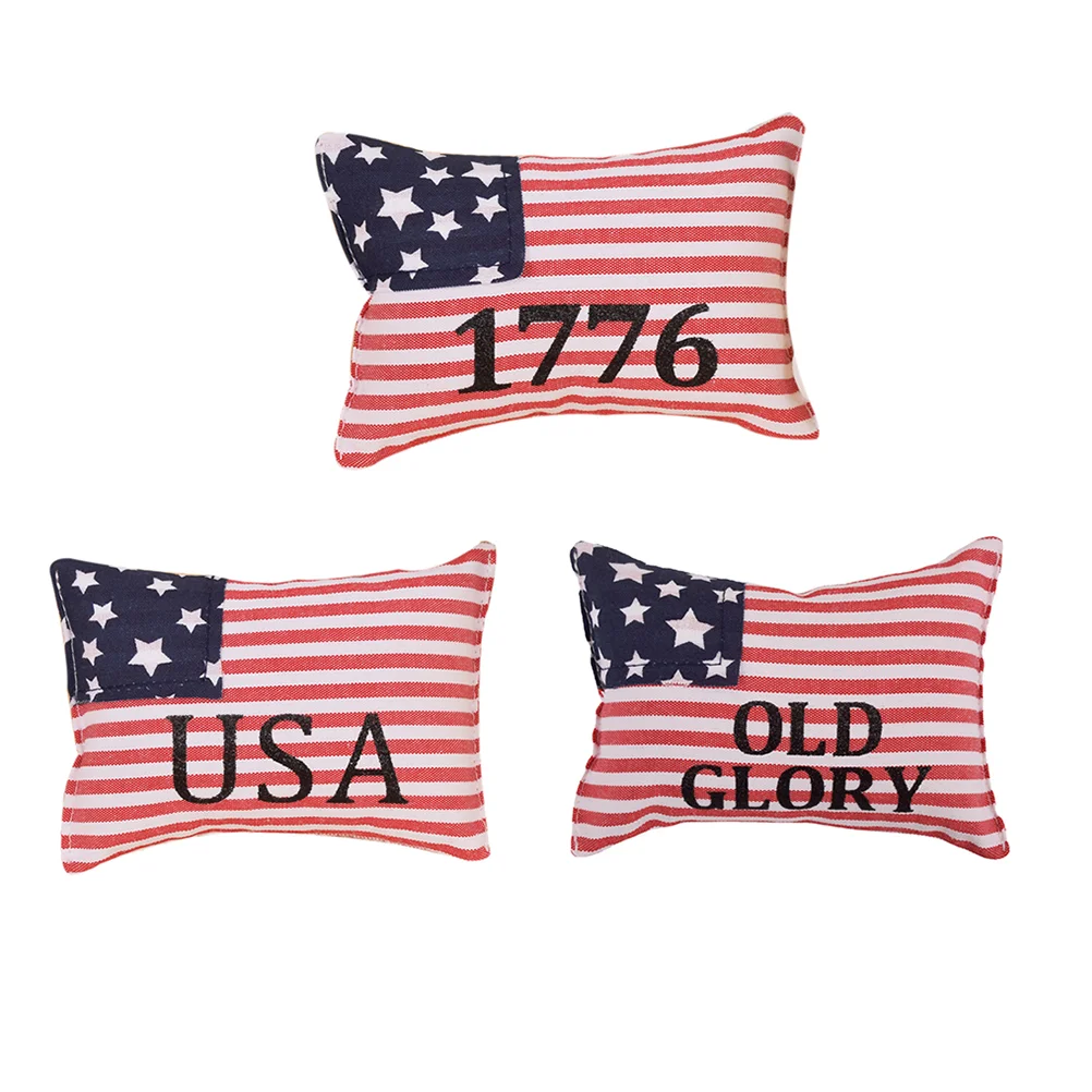 3 Pcs Small Independence Day Pillow Supplies Ornament Home Decoration for American Mini Couch Desktop Fabric Tabletop Tray