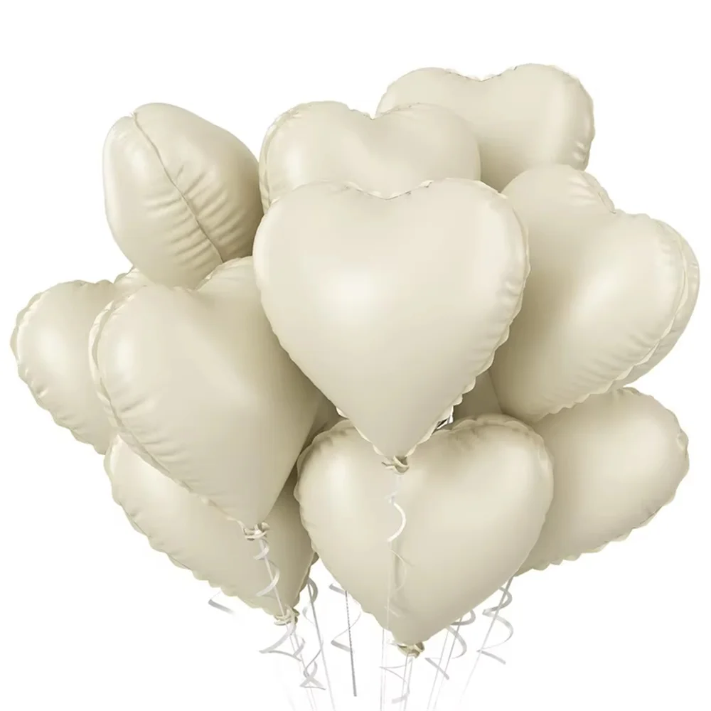 10Pcs 18inch Heart Shape Foil Balloons Set Coffee Caramel Heart Foil Balloons for Engagement Brithday Baby Shower Wedding Decor