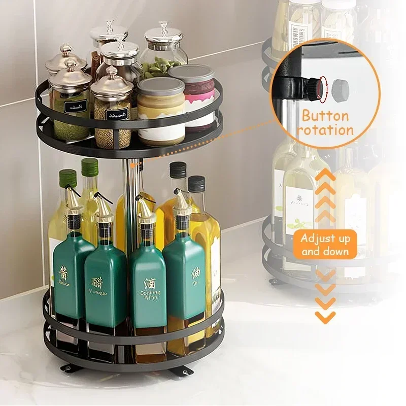 Rotating Spice Jar Glass Organizer Multifunctional Condiment Shelf Kitchen Salt Flavor Container Flavouring Tank Shelf