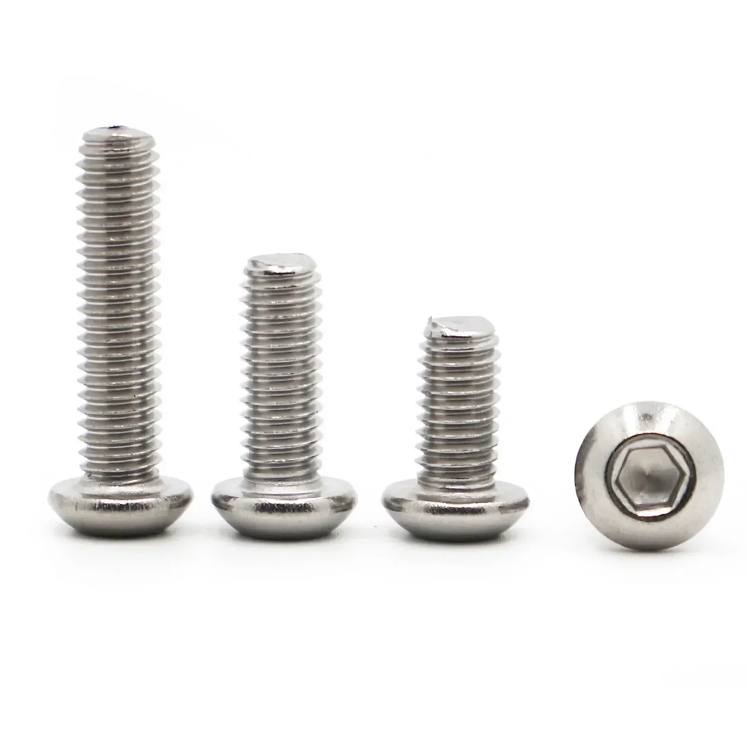 M2 M2.5 M3 M4 M5 M6 M8 M10 304 A2 Stainless Steel Hexagon Hex Socket Button Head Round Allen Bolt Mechine Screws ISO7380