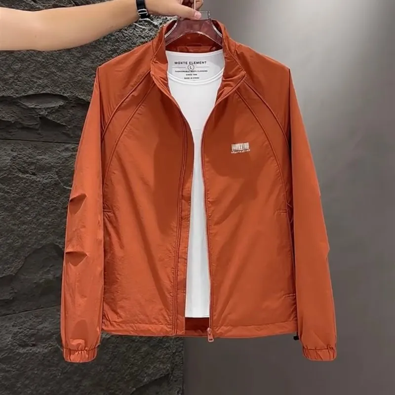 

Повседневная ветровка с воротником-стойкой, защита от солнца, модная мужская одежда, весна-осень 2024, новинка, дышащая, с длинными рукавами
