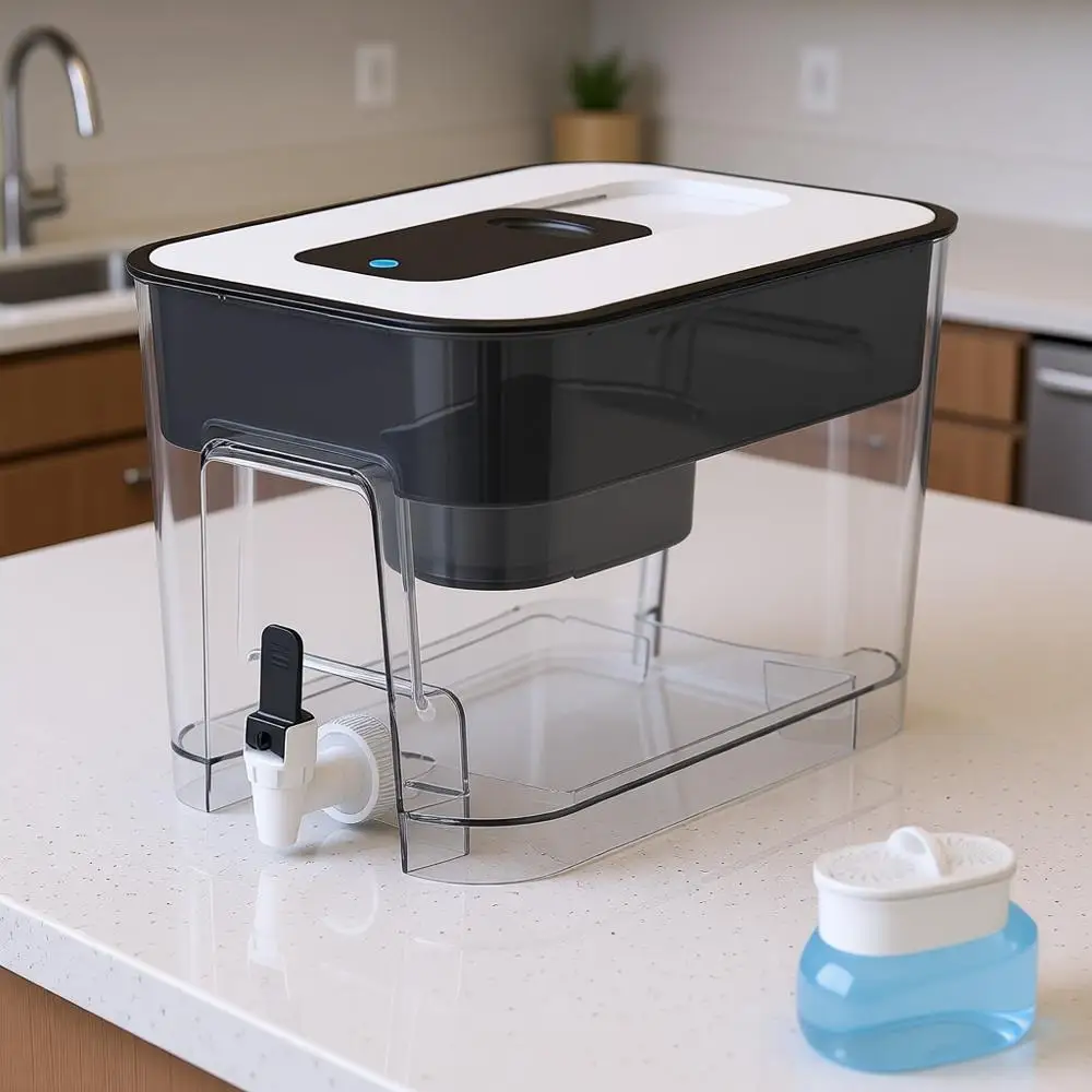 

Большой диспенсер для воды на 40 чашек с фильтром, 200 галлонов, увеличенный срок службы, в 5 раз дольше, снижает содержание хлора, POA/POS и многого другого, BP