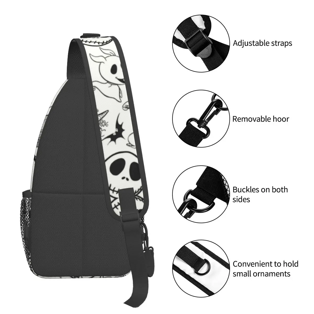 Personalizado pesadelo antes do natal ombro crossbody peito mochila ombro sacos jack skellington mochila de ombro