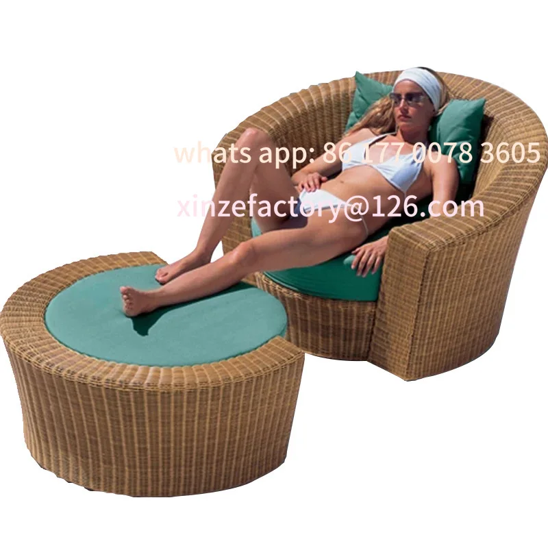 Customizable Outdoor Lazy Sofa Rattan Villa Garden Nordic Round Bed Balcony