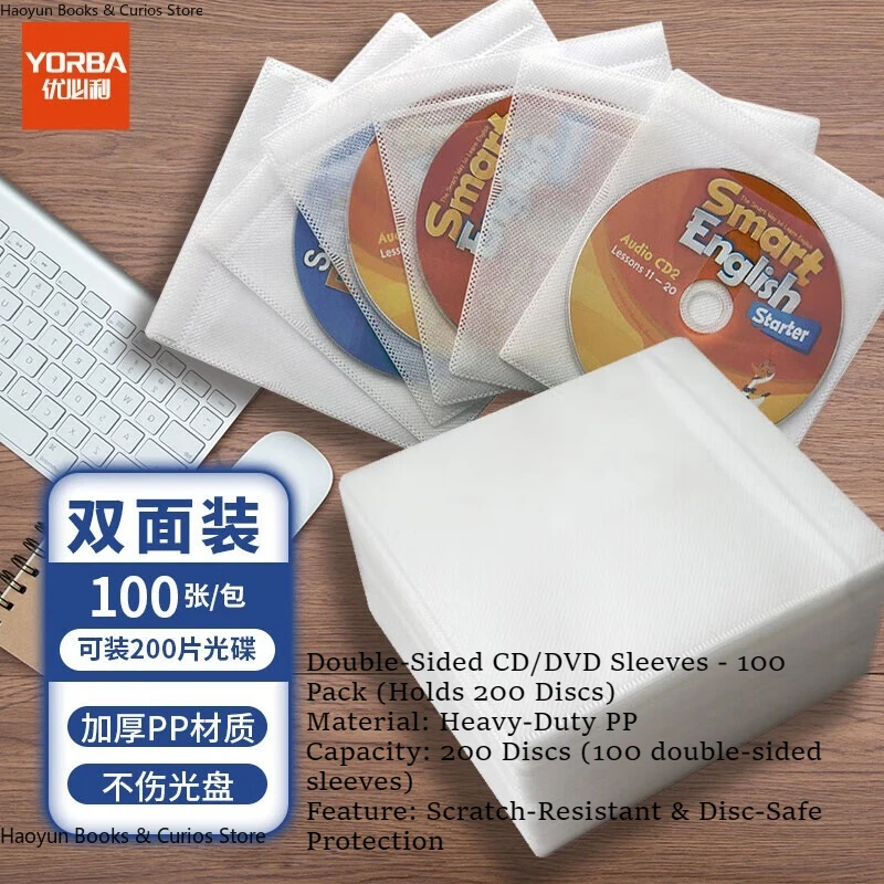 6-Design CD/DVD Sleeves & Cases - Transparent Plastic & Paper Storage Sleeves for Scratch/Dust Protection、Prevents Scratches