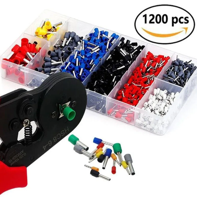 1200pcs/Box Wire Terminal Crimp Connector Insulated Uninsulated Wire End Ferrules --M25