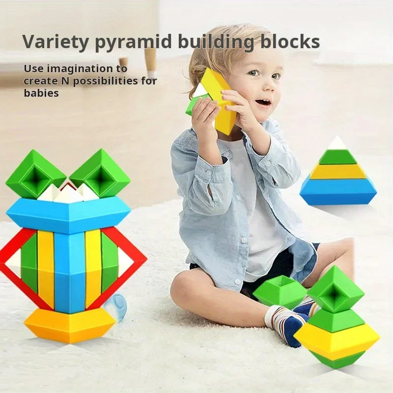 15PCS/30PCS/60PCS Multifunctional Building Block Pyramid Stacking Children\'s Puzzle And Creative Assembly Toy Games