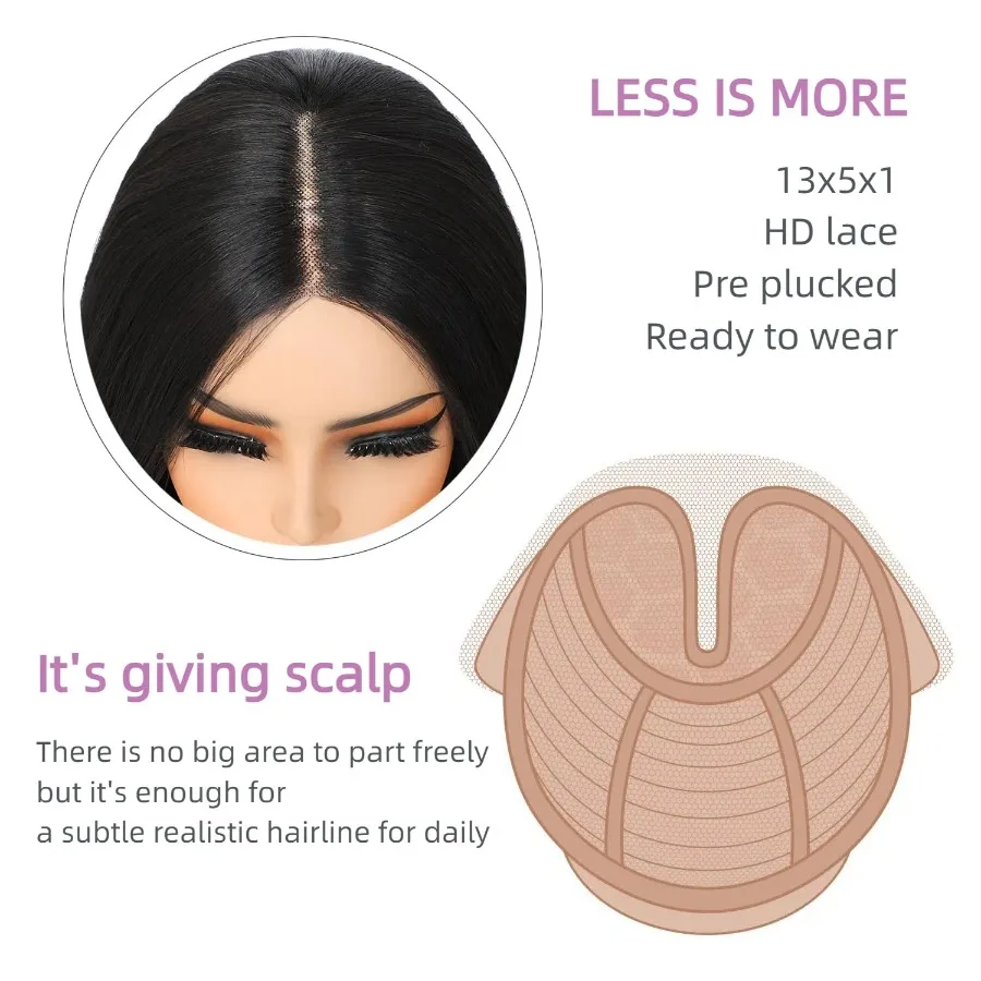 Parrucca sintetica per capelli lisci da 40 pollici marrone Skunk con parte anteriore in pizzo per le donne Parrucche Glueless HD resistenti al calore 13 × 5 × 1 lunghe prepizzicate