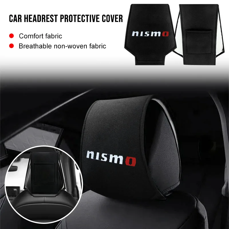 For Nissan Nismo J11 J10 Juke X Trail T32 Tiida Wheel Center Caps Car Headrest Cover Auto Seat Headrest Cushion Neck Pillow Case