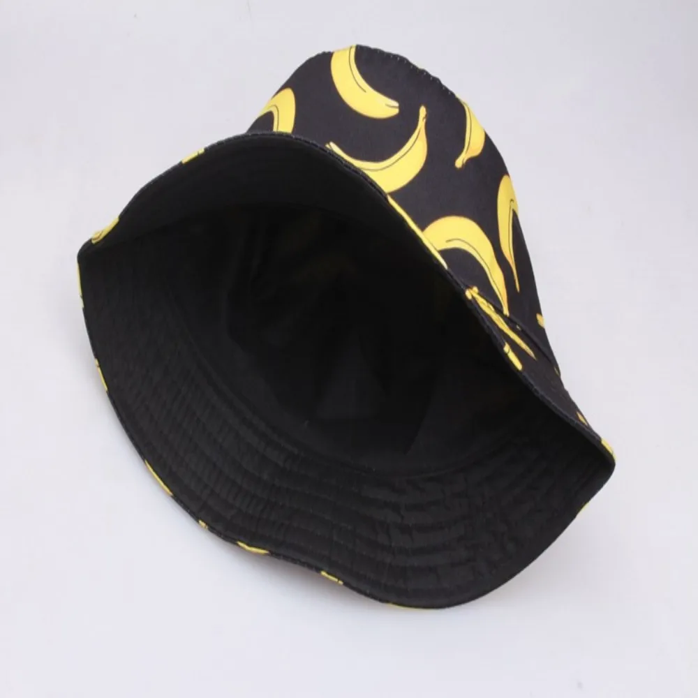 Banana Cherry Printed Double-Sided Bucket Hats For Women Men Sun Protection Summer Panama Cap Sun Fishing Bob Fisherman Hat