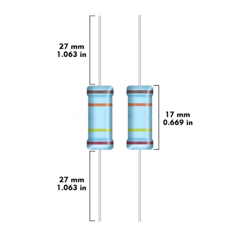 25 Values = 125 Piece 5W Metal Film Resistor Combination Kit, Ranging From 1 Ohm To 1M Ohm, 5 Watt 1% Resistors
