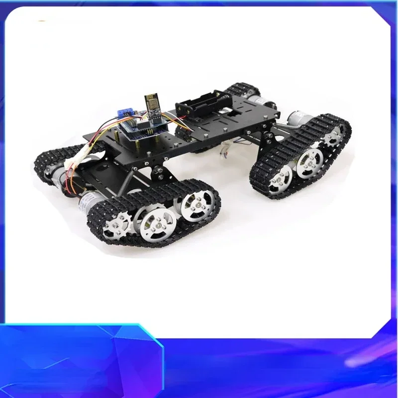 TS-400 4-wheel drive remote-controlled metal tank chassis tracked vehicle shock absorption suspension tracking obstacle