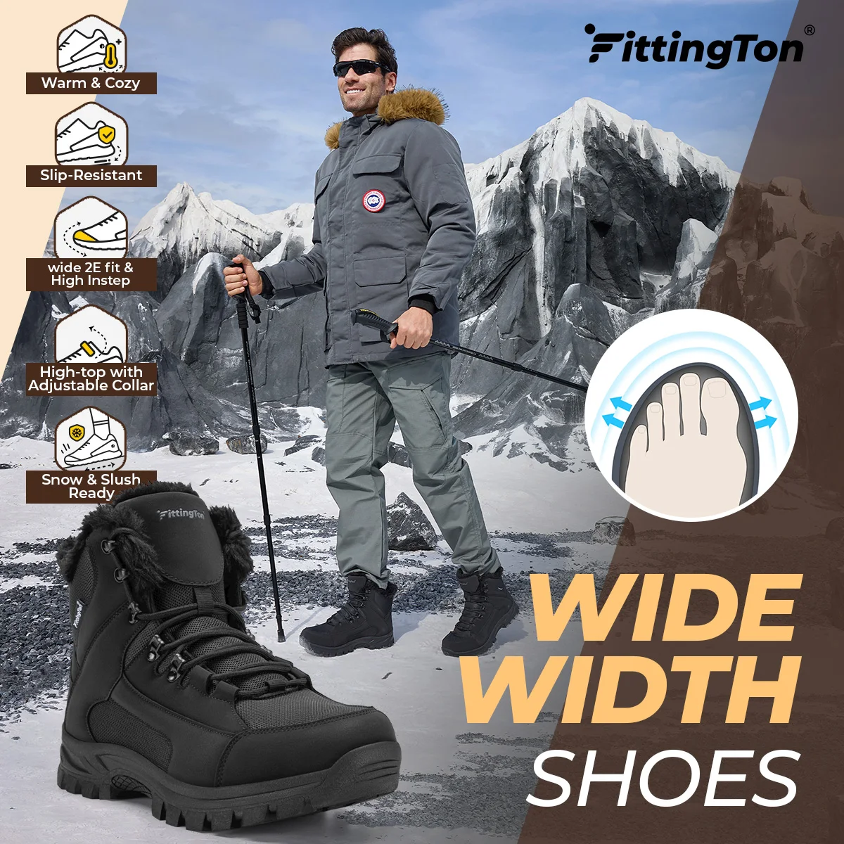 

Fittington Shoes For Men Ankle Boots Male High Top Shoes Keep Warm Snow Boots Training Work Boots Waterproof Slip-Resistant